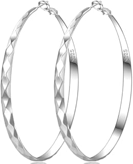 Senteria Silver Hoop Earrings for Women 925 Sterling Silver Hoop Earrings Hypoallergenic Large Silver Hoop Earrings Lightweight Big Silver Hoop Earrings for Women Girls 30/40/50/60/70MM