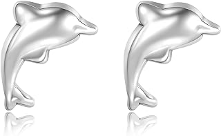 Hypoallergenic Titanium Dolphin Stud Earrings with Secure Screw Back - Made from Surgical Stainless Steel - Ideal for Sensitive Ears