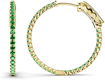 Green Garnet Inside-Out Hoop Earrings 3.15 ctw 14K Yellow Gold