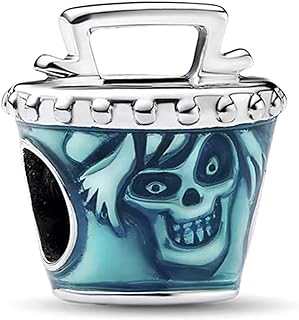 "Annmors Christmas Charm" Silver Ghost Bead Necklace - 925 Sterling Chain for Women - Hypoallergenic Silver Gem Pendant Bead - Ideal Gift for Ladies with Snake-Chain Designs