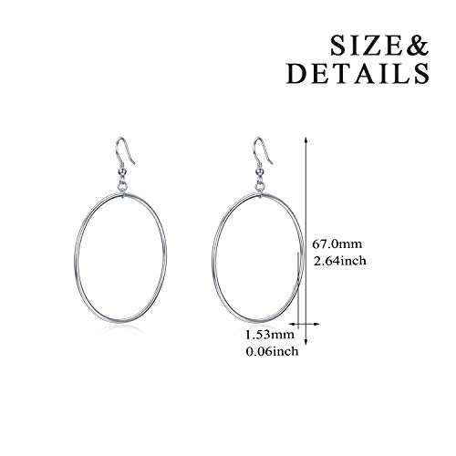 Sterling Silver/Rose Gold/Gold Plated Large Hoop Earrings Circle Dangle Drop Earrings for Women 40 50 60mm