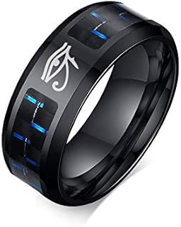 Stainless Steel Egyptian Wedding Ring for Men – Hisatan Eye of Horus Ankh Cross Design for Power and Resilience