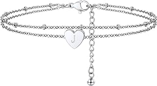 Lobster Claw Clasp Initial Anklet with Box Chain Design, Stainless Steel Fashion Accessory for Women, ChainsProMax Chic Heart-Shaped Charm - Comes in Elegant Gift Box
