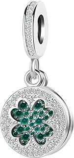 Lucky Charm Bracelet with Rhinestone, Synthetic Crystal Gems, and Copper Chain - Four Leaf Clover Design for Luck Seekers