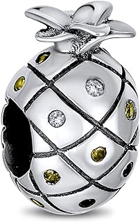 Tropical Vacation Lounge Chair Cocktail Drink Bird Parrot Swimmer Goggles Sunglasses Flip Flop Sandal Pineapple Beach Palm Tree Charm Bead For Women Teen .925 Sterling Silver Fits European Bracelet