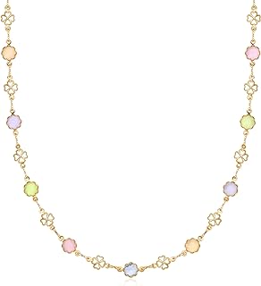 Barzel 18K Gold Plated Multicolor Flower Necklace for Women - Made In Brazil