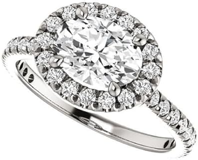 2.5 CT Oval Cut Moissanite and Salt & Pepper Diamond Women's Engagement & Wedding Ring Set in 10k/14k/18k White Gold - Unique Bridal Jewelry for Anniversary & Promise