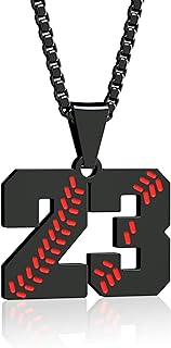 Inspiration Baseball Necklaces Baseball Jersey Number 0-99 Necklace Stainless Steel Baseball Chain Number Pendant Necklace Baseball Team Jewelry Gift for Boys girls