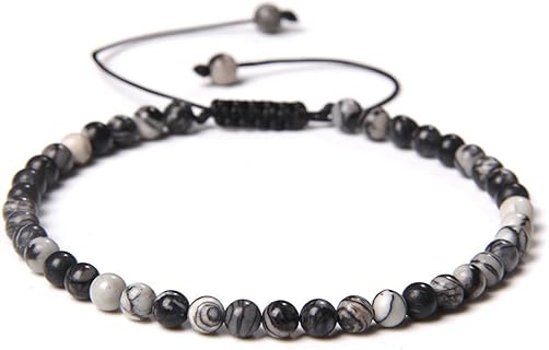 JENCVNL Verstellbares Armband mit Natürlichen Edelsteinen, 4mm Kristallperlen, Handgefertigt für Damen und Herren, Ideal für Alltag oder Urlaub, Elegantes und Langlebiges Design