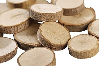 Gmark Natural Wood Slices 1"-1.5" Unfinished Round Discs 50 ct, Tree Bark Wooden Circles for DIY Crafts GM1083