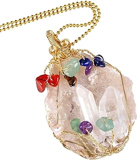 Rockcloud Raw Crystal Geode Pendent Necklace Handmade Wire Wrapped Natural Healing Crystal Women's Jewelry