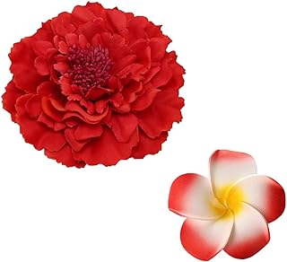 Kewl Fashion Women's Bohemia Peony Flowers Hairpin Hair Clip Flower Brooch (# Red) Free