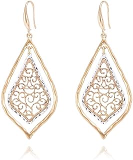 Boho Chic French Wire Two-Tone Handcrafted Dangle Earrings with Worn Gold & Silver Zinc