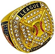 Gold-Plated Baseball Wedding Ring with Quartzite Gem - Home Plate League Champion Design, Size 9