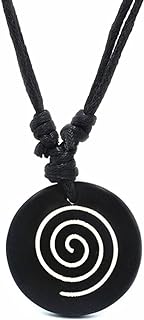Adjustable Black Rope Spiral Pendant Necklace for Men and Women- Unisex Tribal-Inspired Accessory