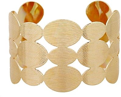 COLORFUL BLING Adjustable Open Wide Wire Bracelets Cuff Bangle Irregular Grooved Gold Wrist Hammered Chunky Wrap Bracelet for Women Statement Jewelry