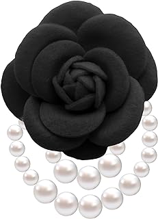 Elegant Camellia Flower Faux Pearl Brooch Pin,Bohemian Fabric Flower Brooch Pins Pearl Tassel for Women Teen Girls, Corsage Wedding Brooches Clothes Dress Coat Accessories Jewelry Gift