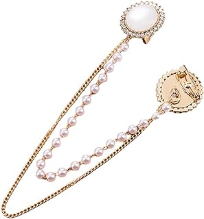 Vintage Sweater Shawl Chain Brooch for Women Clips Antique Cardigan Clip Collar Holders Decorations Dress Sweater Collar Brooch Pins Girls Straps anti-slip chain