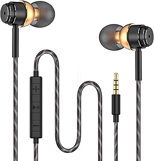 HOISTAC Goldene Kopfhörer für Anspruchsvolle Hörer mit Geräuschunterdrückung, 32 Ohm Impedanz und Ergonomischem In-Ear Design, Ideal für Huawei, iOS, MP3 und PC Nutzer