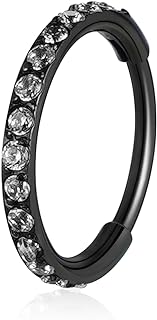 ENONTY 20G Hinged Segment Nose Rings Hoop Titanium Conch Daith Helix Tragus Body Piercing Jewelry Lip Rings Cartilage Earrings Septum Clicker Ring Rook Lobe Snug