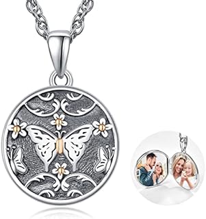 Lobster Clasp, Sterling Silver Dreamboat Butterfly Locket Necklace, Singapore Chain, Ideal for Women/Mothers, Vintage Design