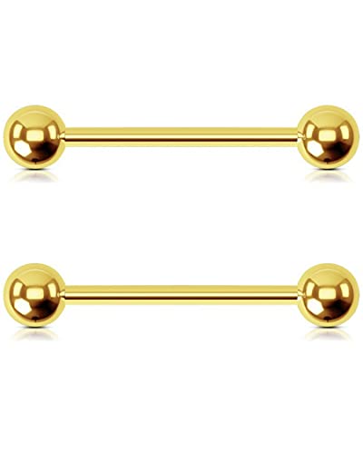 OUFER Nipple Piercing Jewelry, Titanium Nipple Rings, Internally Threaded 14G Straight Nipple Barbells Piercing Jewelry, Nipple Jewelry for Women Men