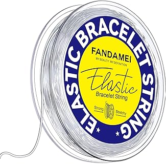 FANDAMEI 1mm Elastic Bracelet String Cord, Crystal Stretch Bead Cord for Bracelets Jewelry Making, Clear Stretchy Elastic String for Beading, Transparent Thread for Bracelet Necklace Making