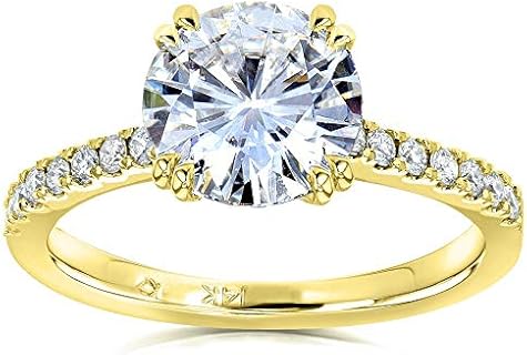 Kobelli Forever One Moissanite and Lab Grown Diamond Engagement Ring 2 1/10 CTW 14k Yellow Gold (DEF/VS)