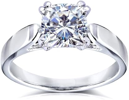 Kobelli 1 Carat Cushion Cut Lab Grown Diamond Solitaire Engagement Ring 14k White Gold (EF/VS)