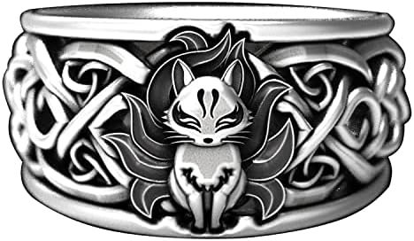Vintage Anime Nine-Tailed Fox Kurama Alloy Ring, Size 6, Oriental Amulet Jewelry Gift for Men and Women, No Gemstones
