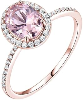 Elegant 6*8mm 1ct Peach Morganite Engagement Ring with Base Metal in Solid 10k/14k/18k Gold, Rose Gold Customizable Size 4-14 for Women - Anniversary, Birthday, Valentine & Mother's Day Gift (with Gift Box)