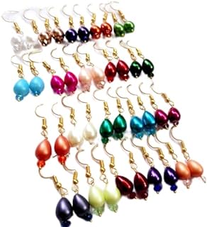 20 Pair Elegance Pack: Multicolor Faux Pearl Drop Earrings With Stainless Steel French Wire For Women and Girls