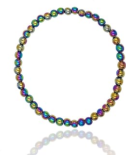 BESHEEK Rainbow Anklet Bracelet Hue Twisted Hematite and Round Artisan Beaded Anklet with Extension Handmade Hypoallergenic Beach Gala Wedding Style Jewelry