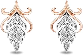 Enchanted Disney Diamond Stud Earrings, 10K Rose Gold & Sterling Silver, With Secure Push Back for Women's Fancy Dress-up, Anna-Inspired Design