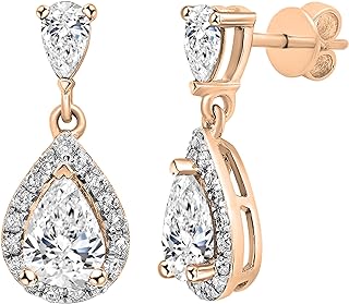 Dazzlingrock Collection IGI Certified 18K Solid Gold Teardrop Dangling Stud Earrings for Women with 2.00 cttw, Pear (1.70 ct) & Round (0.30 ct) Lab Grown White Diamond
