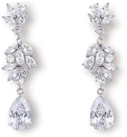 Bridal Wedding Earrings for Brides Bridesmaids, Beusoulover Marquise Teardrop Earrings for Women, Cubic Zirconia Drop and Dangle Earrings for Prom or Pageant, Jewelry