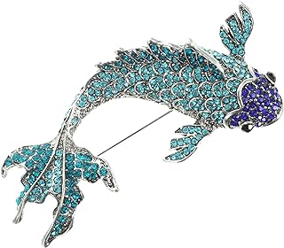 Lobster Claw Clasp Koi Fish Brooch, Fashionable Carp Pin for Women, Ideal for Birthdays, Valentine's, Mother's Day - Stainless Steel, Faux Leather