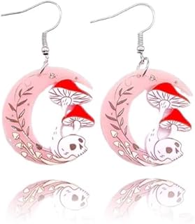 Zian Moon Earrings Mushroom Earrings Easter Earrings Acrylic Swim Hoop Earrings Holiday Earrings Fun Easter Jewelry