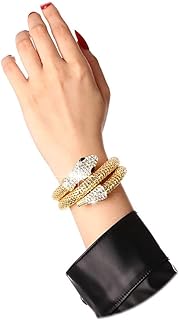 Rhinestone Snake Bangle Bracelet Crystal Chunky Layered Stretch Hand Chain Jewelry Cuff Bracelet Egyptian Costume for Women and Girls