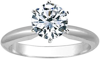 14K White Gold 4 Carat Lab Grown 6 Prong Solitaire Round Cut IGI CERTIFIED Diamond Engagement Ring (4 Ct,H-I Color VS1-VS2 Clarity)