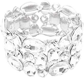 No-Clasp Gold-Plated Bangle Bracelet with Crystal Leaf Design for Women - Bridal Wedding and Bridesmaid Jewelry