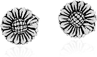 AeraVida Enchanting Sunflower .925 Sterling Silver Post Stud Earrings | Cute Stud Earrings for women | Flower Stud Earrings | Casual Stud Earrings | Gift for Daughter