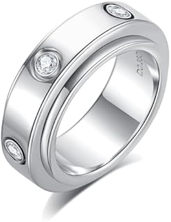 2.5mm 14K Plated Moissanite Spinner Wedding Ring for Women with Unique Gear Design