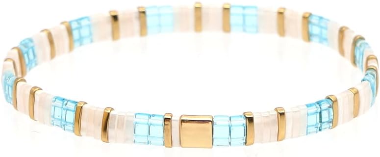 Tila Bracelet Multicolor Rainbow Summer Bohemian Style Japan Miyuki bead Stretch Bracelet for Women and Girl