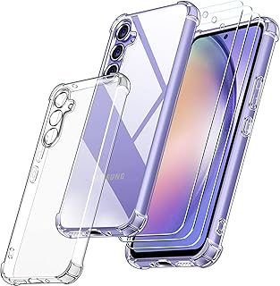 ivoler Funda para Samsung Galaxy A54 5G con 3 Cristales Templados, Carcasa Anti-Choque Transparente, Anti-Arañazos, Protección Completa Ideal para Adultos