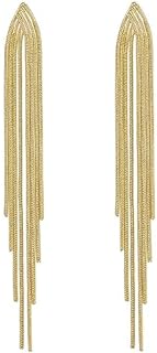 Long Tassel Earrings for Women Gold Dangle Earrings Metal Chain Gold Statement Earrings, Punk Long Threader Earrings for Teen Girls Wedding Bridesmaid Prom Party