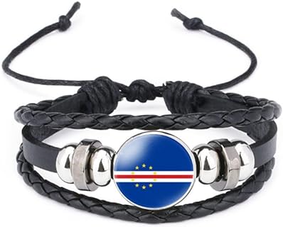 Buckle Clasp Leather Bangle with Braided Chain and Alloy Gems, Embellished with World Flags for Global Unity - Retro Design for Men and Women