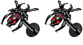 Niaspi 16G Black Spider Nose Studs Rings for Women Men Stainless Steel Insects Labret Lip Cartilage Tragus Piercing Studs Rings Multifunction Body Piercing Jewelry