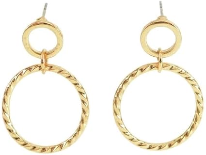 – 14k Gold Plated Hoop Earrings - Braided Rope Circle Drop Hoops - Lightweight Fashion Earrings for Woman – Classic Everyday Earrings for Women and Teens