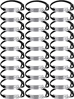 Hicarer 30 Pieces Women Inspirational Leather Bracelets Adjustable Motivational Quotes Words Engraved Bangle Bracelets Gift